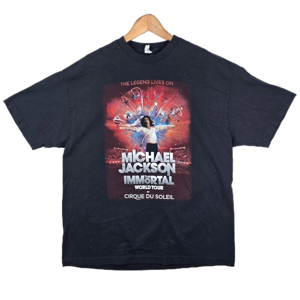 Michael Jackson‎ Immortal World Tour Cirque Du Soleil T Shirt Black Size XL Vtg